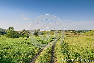 Reservoirs and field shelterbelts Stock Photo