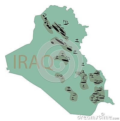 Reservoirs of oil in Iraq. Irak map with deposits of oil. Subsurface reservoirs of petroleum Vector Illustration