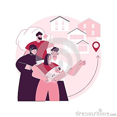 Resettlement of persons abstract concept vector illustration. Vector Illustration