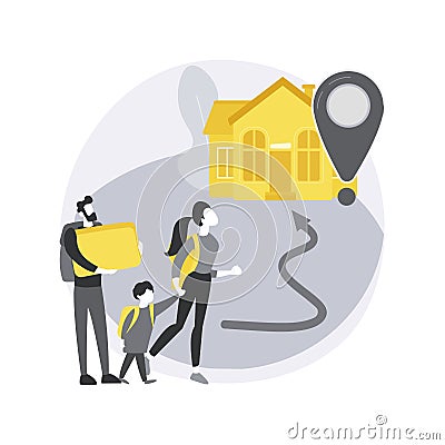 Resettlement of persons abstract concept vector illustration. Vector Illustration