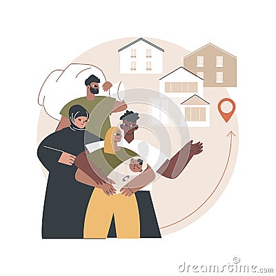 Resettlement of persons abstract concept vector illustration. Vector Illustration