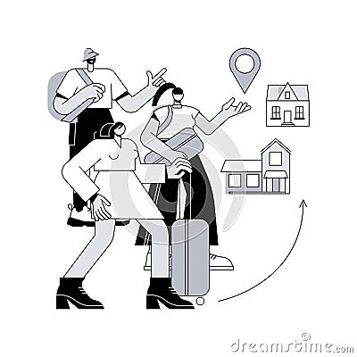 Resettlement of persons abstract concept vector illustration. Vector Illustration