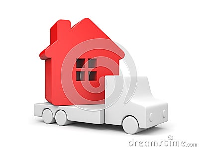 Resettlement. Red house Stock Photo