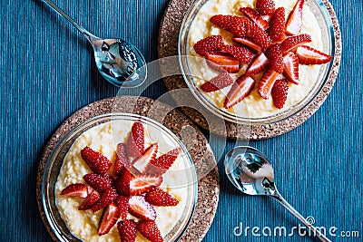Fresh strawberry porridge on a table Stock Photo
