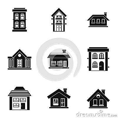 Residence icons set, simple style Cartoon Illustration