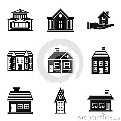 Residence icons set, simple style Vector Illustration