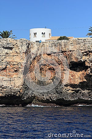 Residences, Rock, Cruise Ship from Es Forti, Cala dÂ´Or, Cala Gran, Cala Esmeralda, Cala Ferrera to Porto Colom, Majorca Stock Photo