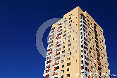 Residental building against dark blue sky Stock Photo