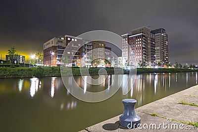 Residential appartment complex at night Stock Photo