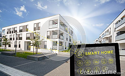 Residential area in the city, Smart home concept for modern apartment building Stock Photo