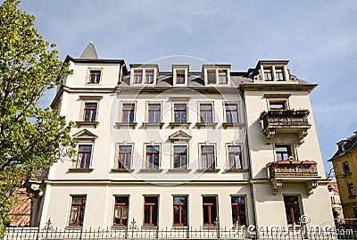 Residential building in the city Newly renovated old villa Stock Photo