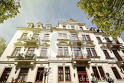 Residential building in the city Newly renovated old villa Stock Photo