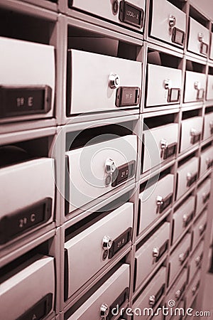 Residential building letter boxes Stock Photo