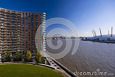 Residential building on river thames Stock Photo