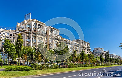 Residential buildings in Unirii Boulevard - Bucharest Stock Photo