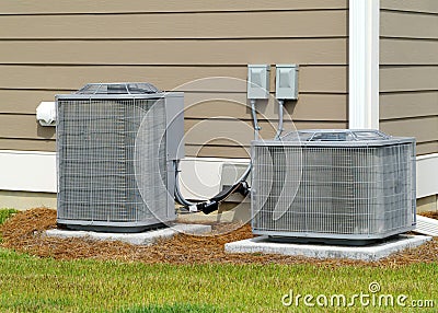 Residential A/C units Stock Photo