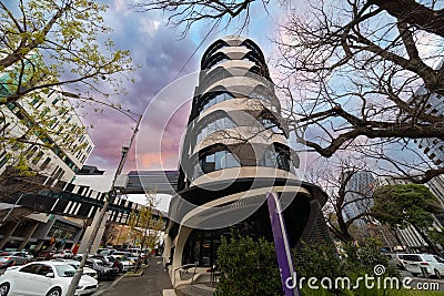 Residential and commercial high rise apartment building in inner Melbourne suburb VIC Australia. Editorial Stock Photo