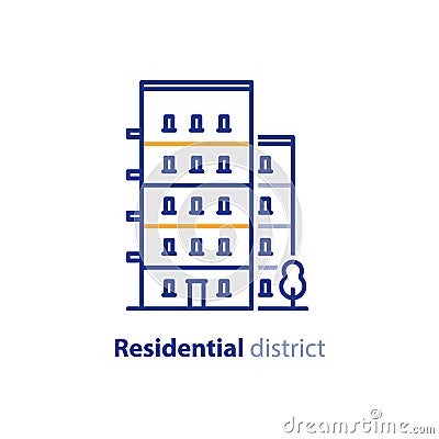 Residential district concept, real estate development, apartment building Vector Illustration