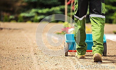 Residential Garden Grass Seeding Stock Photo