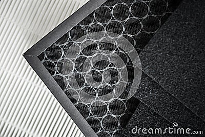 Residential High Efficiency Particulate Air Filters and Carbon Based Filters Stock Photo