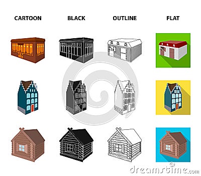 Residential house in English style, a cottage with stained-glass windows, a cafe building, a wooden hut. Architectural Vector Illustration