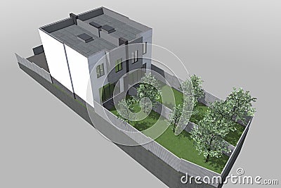 residential house townhouse 3D render modern Stock Photo