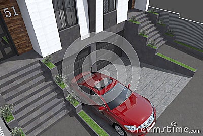 residential house townhouse 3D render modern Stock Photo