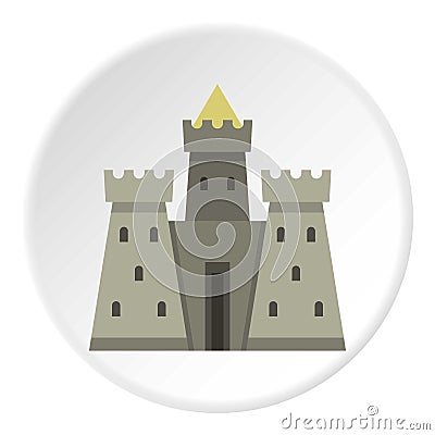 Residential mansion with towers icon circle Vector Illustration