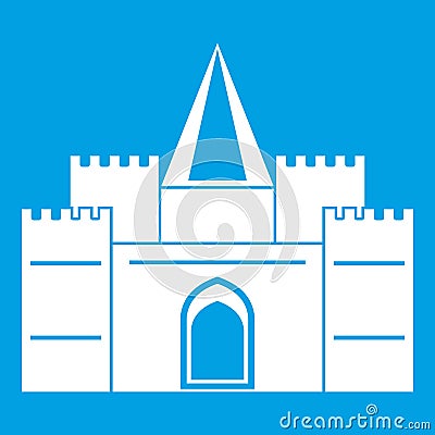 Residential mansion with towers icon white Vector Illustration