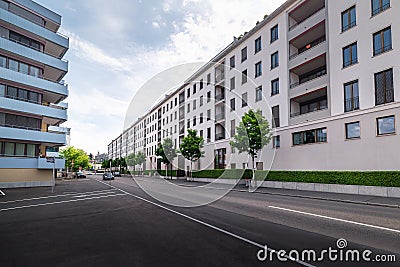 Residential Modern Apartment Buildings of Zurich City, Switzerland, Perspective Urban Scenery View of Apartments Town City. Editorial Stock Photo