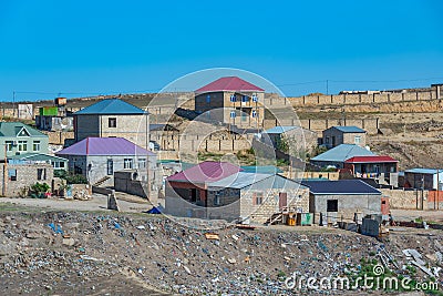 Residential neighborhood at Absheron peninsula in Azerbaijan Stock Photo