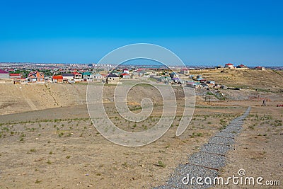 Residential neighborhood at Absheron peninsula in Azerbaijan Stock Photo