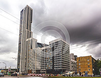 Residential skyscraper in Shmitovsky proezd, Moscow Editorial Stock Photo