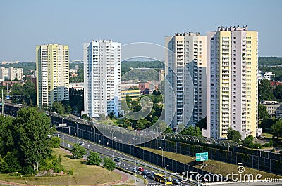 Residential skyscrapers in Katowice, Poland Editorial Stock Photo