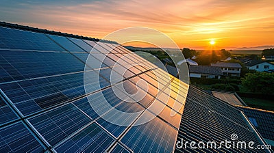 Residential Solar Panels at Sunset AIG41 Stock Photo