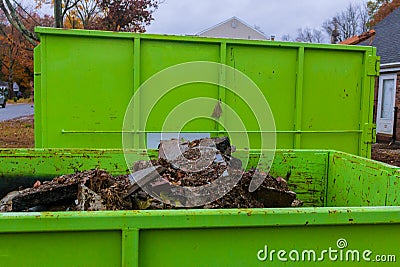 Residential view of new houses being built and construction garbage Stock Photo