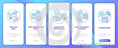 Resignation checklist onboarding mobile app page screen with concepts Vector Illustration