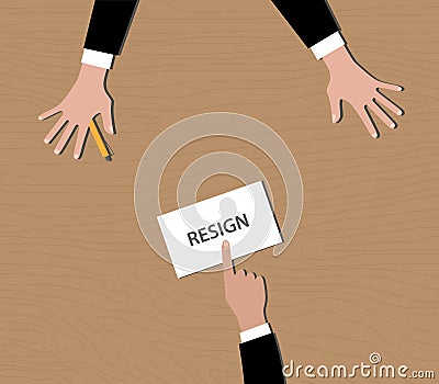 Resignation give resign letter to bos Cartoon Illustration