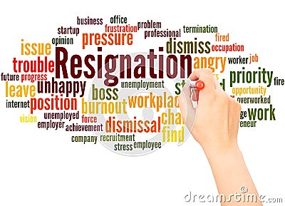 Resignation word cloud hand writing concept Stock Photo