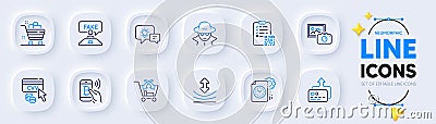 Resilience, Fraud and Qr code line icons for web app. Pictogram icon. Vector Vector Illustration