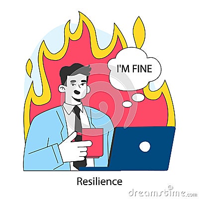 Resilience. Mental or emotional strength, psychological grit. Strong confident Vector Illustration