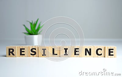 Resilience word concept on cubes on white background Stock Photo