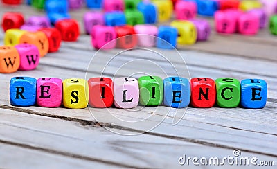 Resilience word on table Stock Photo