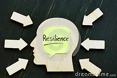 Resilience word on wooden shape of head Stock Photo