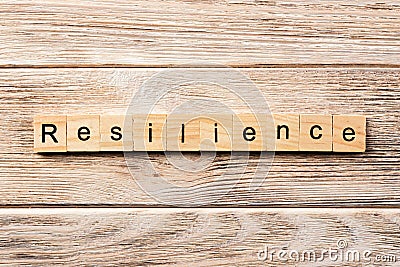 Resilience word written on wood block. resilience text on table, concept Stock Photo