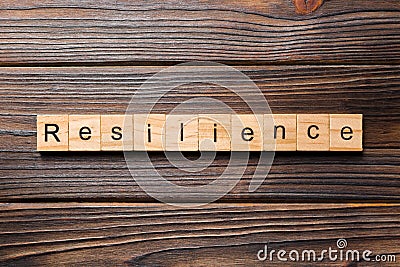 Resilience word written on wood block. resilience text on table, concept Stock Photo
