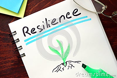 Resilience written on notepad. Stock Photo