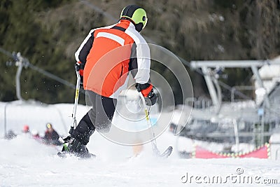 Resilient amputee skier displaying strength and determination Stock Photo