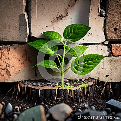 Resilient Urban Nature: Eco-Consciousness Symbol Stock Photo