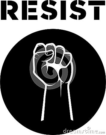 Resist - Raised Hand with Clenched Fist Vector Illustration